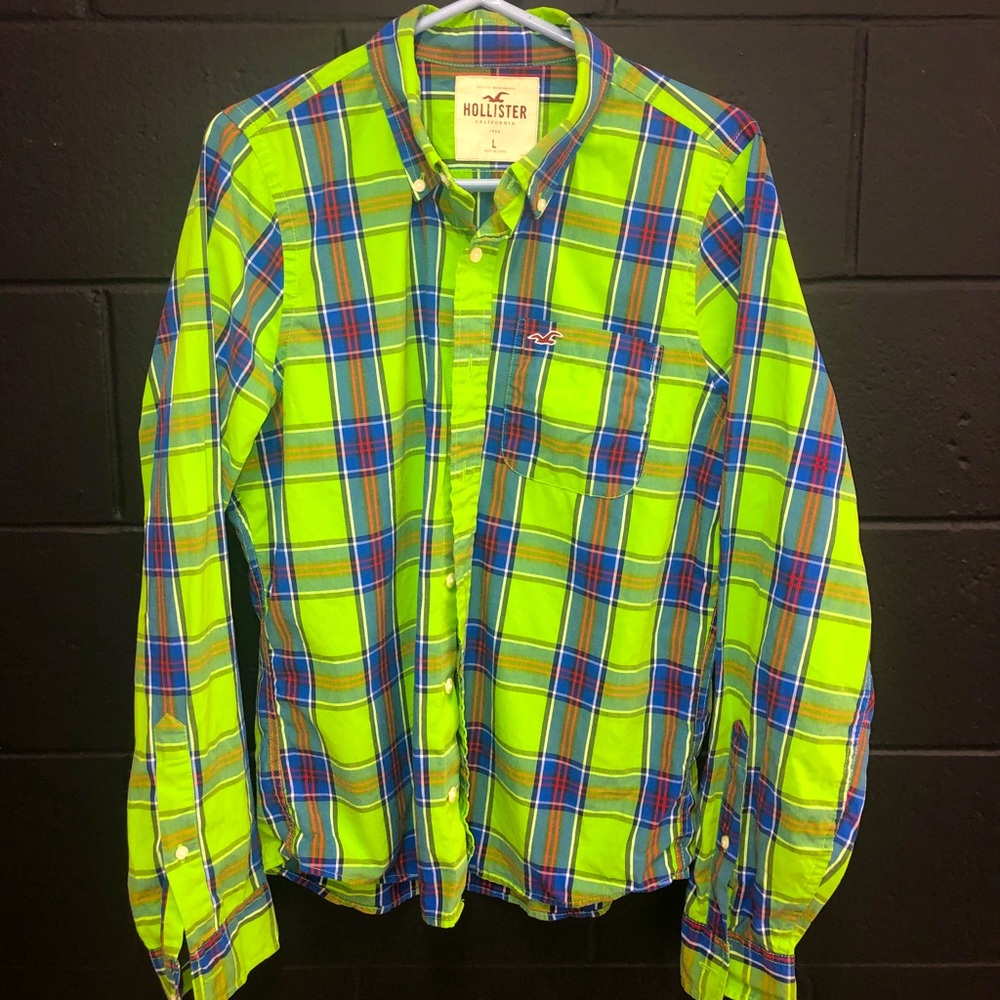 💙 Hollister long sleeve button down plaid shirt